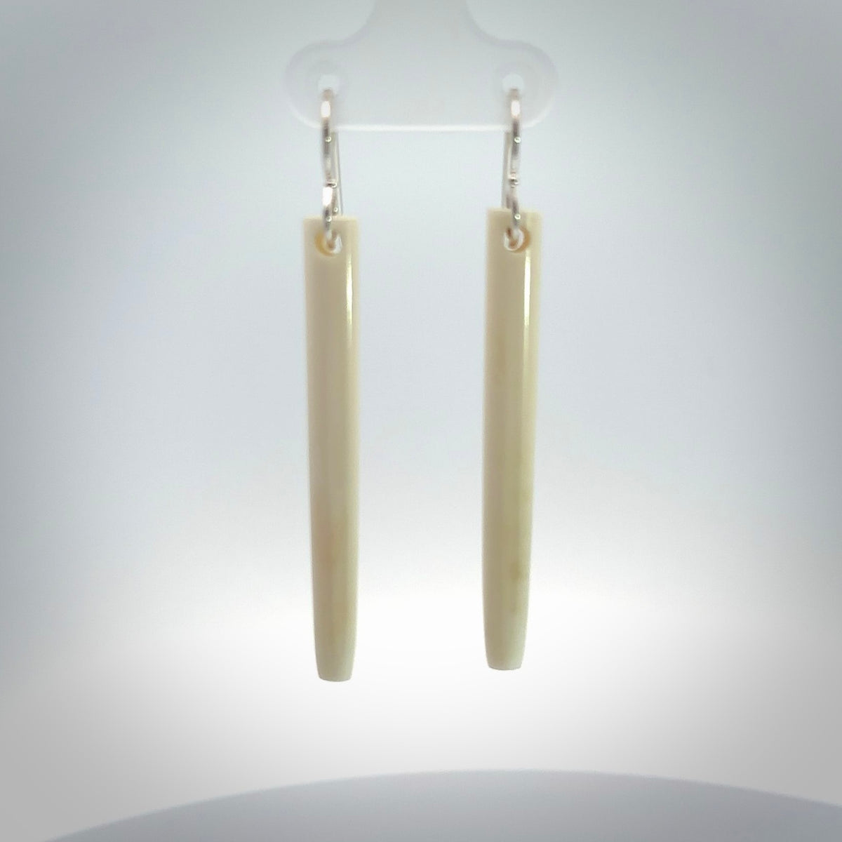 Hand carved medium sized, bone drop earrings. Hand made by Kristal Thompson. One only bone drop earrings. Real bone art to wear. Free Shipping worldwide