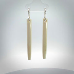 Hand carved medium sized, bone drop earrings. Hand made by Kristal Thompson. One only bone drop earrings. Real bone art to wear. Free Shipping worldwide