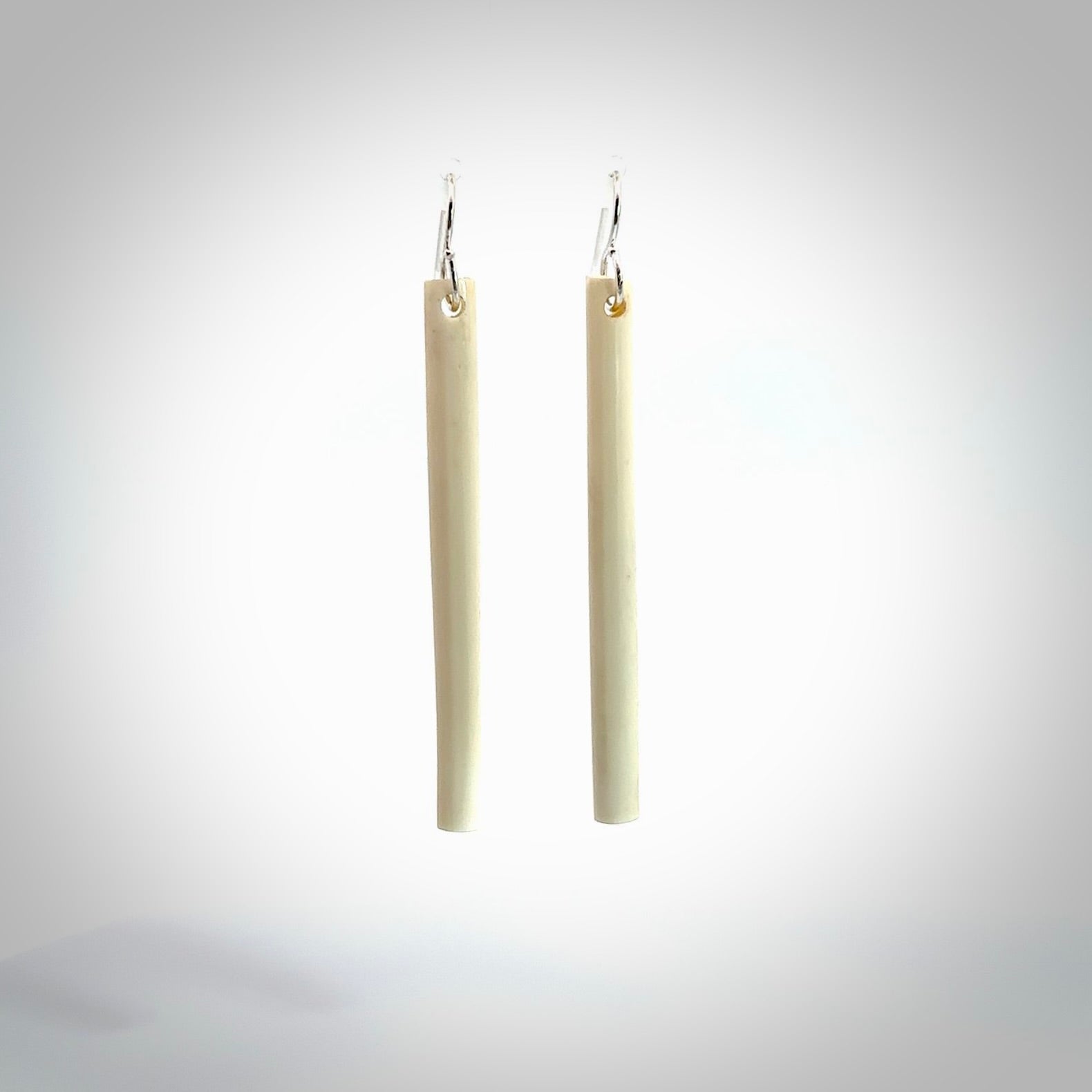 Hand carved large sized, bone drop earrings. Hand made by Kristal Thompson. One only bone drop earrings. Real bone art to wear. Free Shipping worldwide