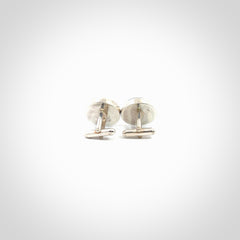Hand made fashionable cufflinks from New Zealand Jade and sterling silver. Hand crafted here in New Zealand. Hand made art to wear from New Zealand Jade and Sterling Silver. A one off pair of classy cufflinks for men. Online shopping made easy.
