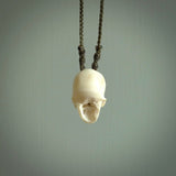 These are little handmade skull pendants carved from deer antler. A fantastic piece if you like skulls and would like a small piece. The cord is adjustable so you can wear this where it suits you best. We ship these free worldwide.