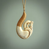 This is a wonderful pendant carved from Deer Antler. Hand made by Anthony Bray-Heta. Order yours now on NZ Pacific at www.nzpacific.com