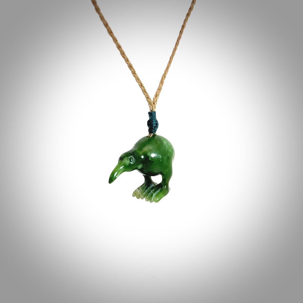 HAND CARVED REAL JADE KIWI PENDANT. SMALL JADE KIWI NECKLACE. NZ Pacific