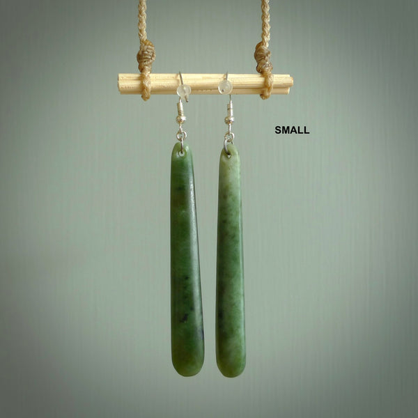 Small New Zealand jade drop earrings.