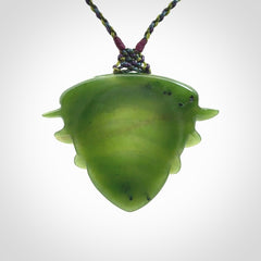 Hand carved New Zealand Jade drop pendant with adjustable cord. Free shipping worldwide.