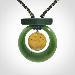 Hand carved New Zealand Jade peace bell pendant with adjustable cord. Free shipping worldwide.