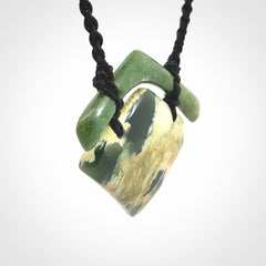 Hand carved New Zealand Jade drop pendant with adjustable cord. Free shipping worldwide.