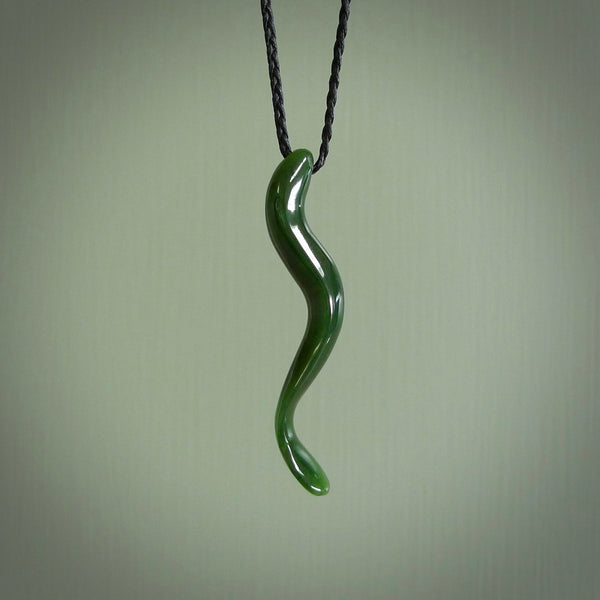 Hand made New Zealand Jade Eel pendant. Hand carved eel pendant. Made from New Zealand Jade.