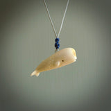 Hand carved deer antler sperm whale pendant. Hand carved by NZ Pacific. Free postage worldwide. Hand made whale necklace from deer antler. Ocean themed necklace for men and women.