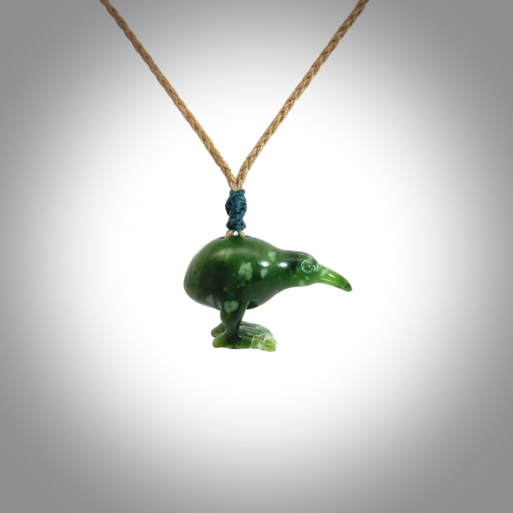 HAND CARVED REAL JADE KIWI PENDANT. SMALL JADE KIWI NECKLACE. NZ Pacific