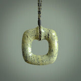 Hand carved Jade contemporary pendant. Carved by NZ Pacific in jade from Burma. This is a modern, contemporary pendant made from natural materials.
