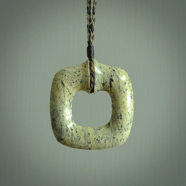 Hand carved Jade contemporary pendant. Carved by NZ Pacific in jade from Burma. This is a modern, contemporary pendant made from natural materials.