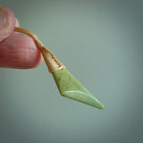 Hand carved medium sized pounamu drop pendant. Jade necklace hand made in New Zealand. A contemporary drop pendant carved from rare New Zealand jade. NZ Pacific jade jewellery for sale online.