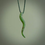 Hand made New Zealand Jade Eel pendant. Hand carved eel pendant. Made from New Zealand Jade.