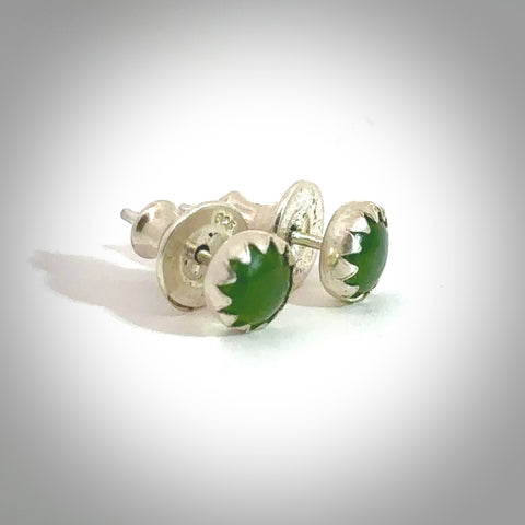 Hand carved&nbsp;small New Zealand&nbsp;Jade stud earrings. Made by NZ Pacific from&nbsp;NZ Garnet. Online jewellery for sale online by NZ Pacific.