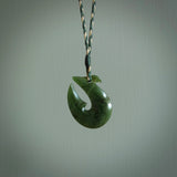 Hand carved New Zealand Jade Hook Pendant. Maori matau necklace hand carved.