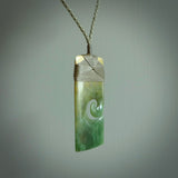 New Zealand jade toki koru pendant. Hand carved in New Zealand. Hand made jewellery.