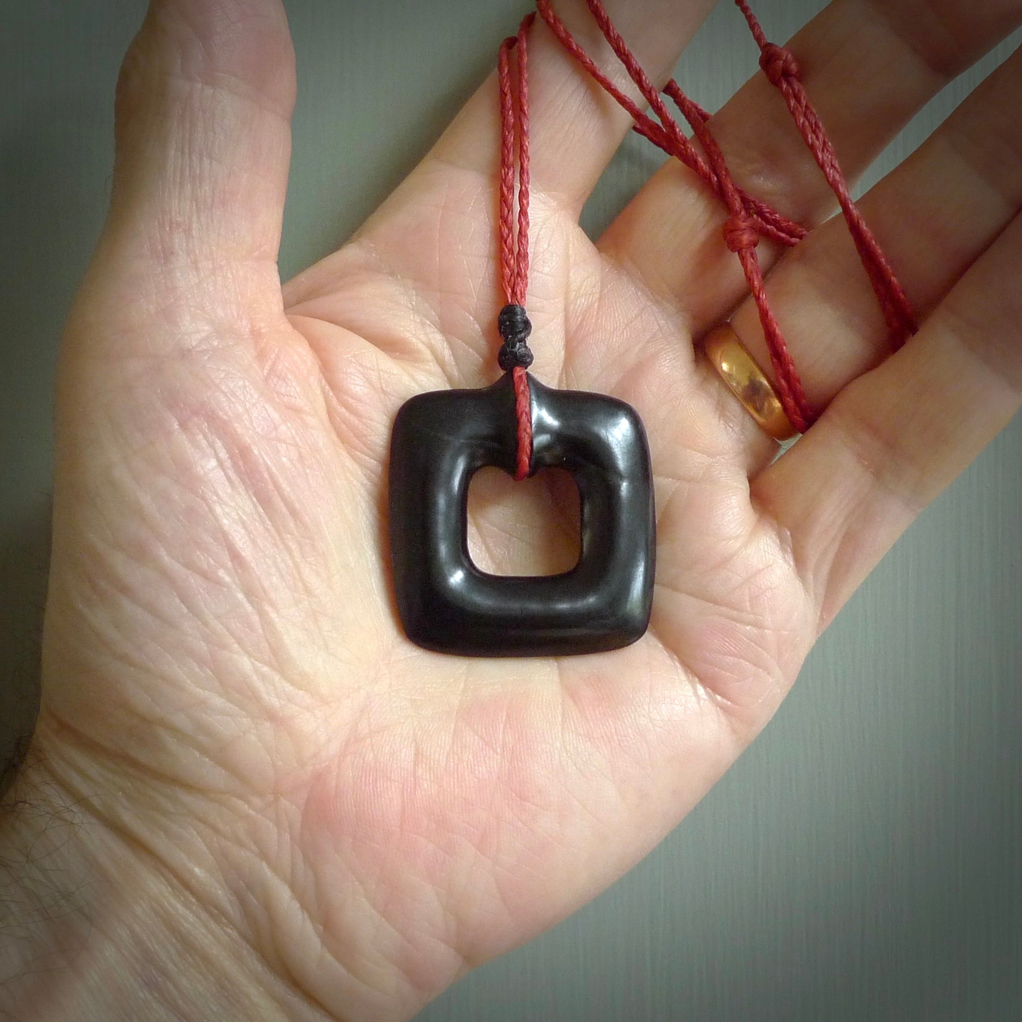 Contemporary pendant hand carved from Australian Black Jade. Designed and made by NZ Pacific. All hand carved jade.
