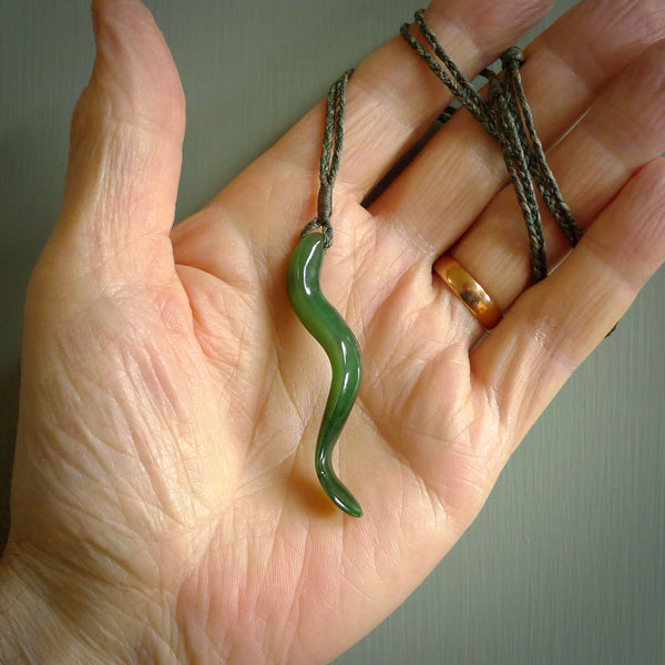 Hand made New Zealand Jade Eel pendant. Hand carved eel pendant. Made from New Zealand Jade.