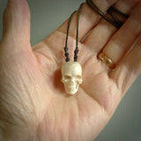 These are little handmade skull pendants carved from deer antler. A fantastic piece if you like skulls and would like a small piece. The cord is adjustable so you can wear this where it suits you best. We ship these free worldwide.