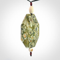 Hand carved American Jasper Stone contemporary drop pendant. Carved by NZ Pacific in Jasper Stone. This is a modern drop pendant made from natural materials.