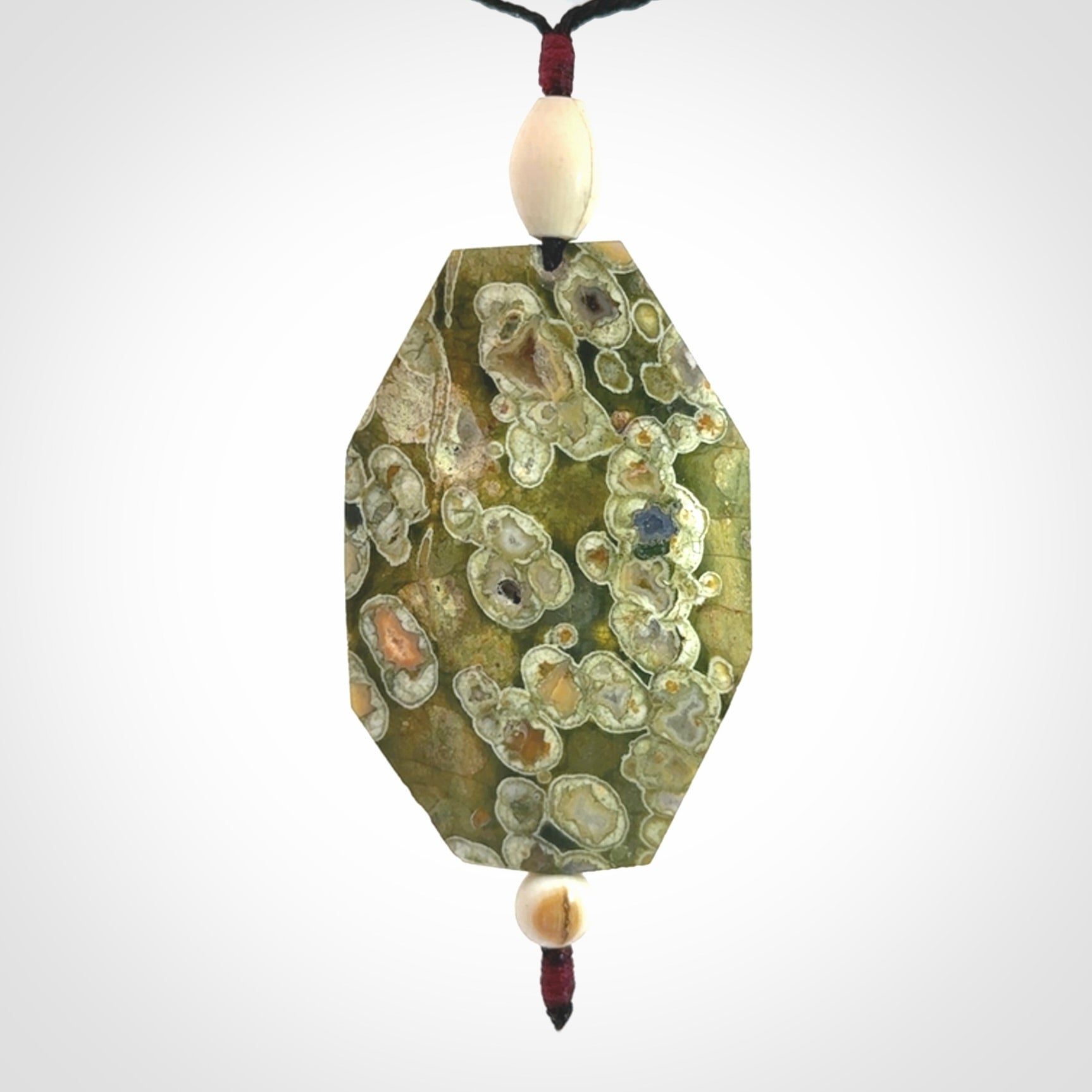 Hand carved American Jasper Stone contemporary drop pendant. Carved by NZ Pacific in Jasper Stone. This is a modern drop pendant made from natural materials.