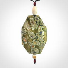 Hand carved American Jasper Stone contemporary drop pendant. Carved by NZ Pacific in Jasper Stone. This is a modern drop pendant made from natural materials.
