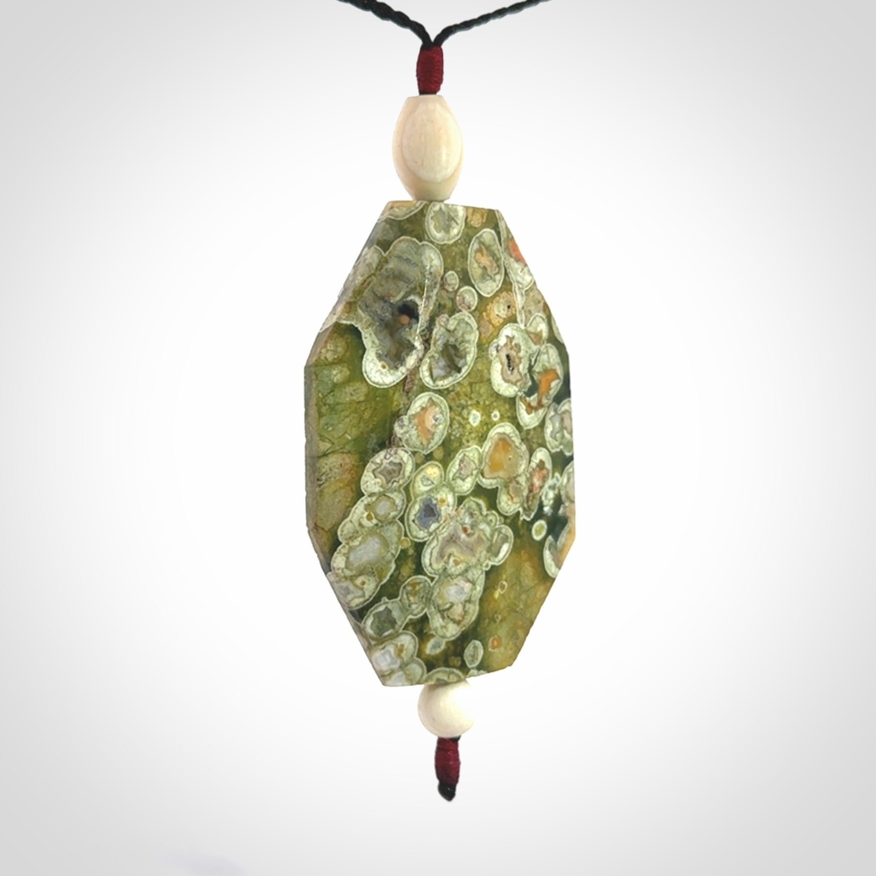Hand carved American Jasper Stone contemporary drop pendant. Carved by NZ Pacific in Jasper Stone. This is a modern drop pendant made from natural materials.