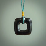 Contemporary pendant hand carved from Australian Black Jade. Designed and made by NZ Pacific. All hand carved jade.