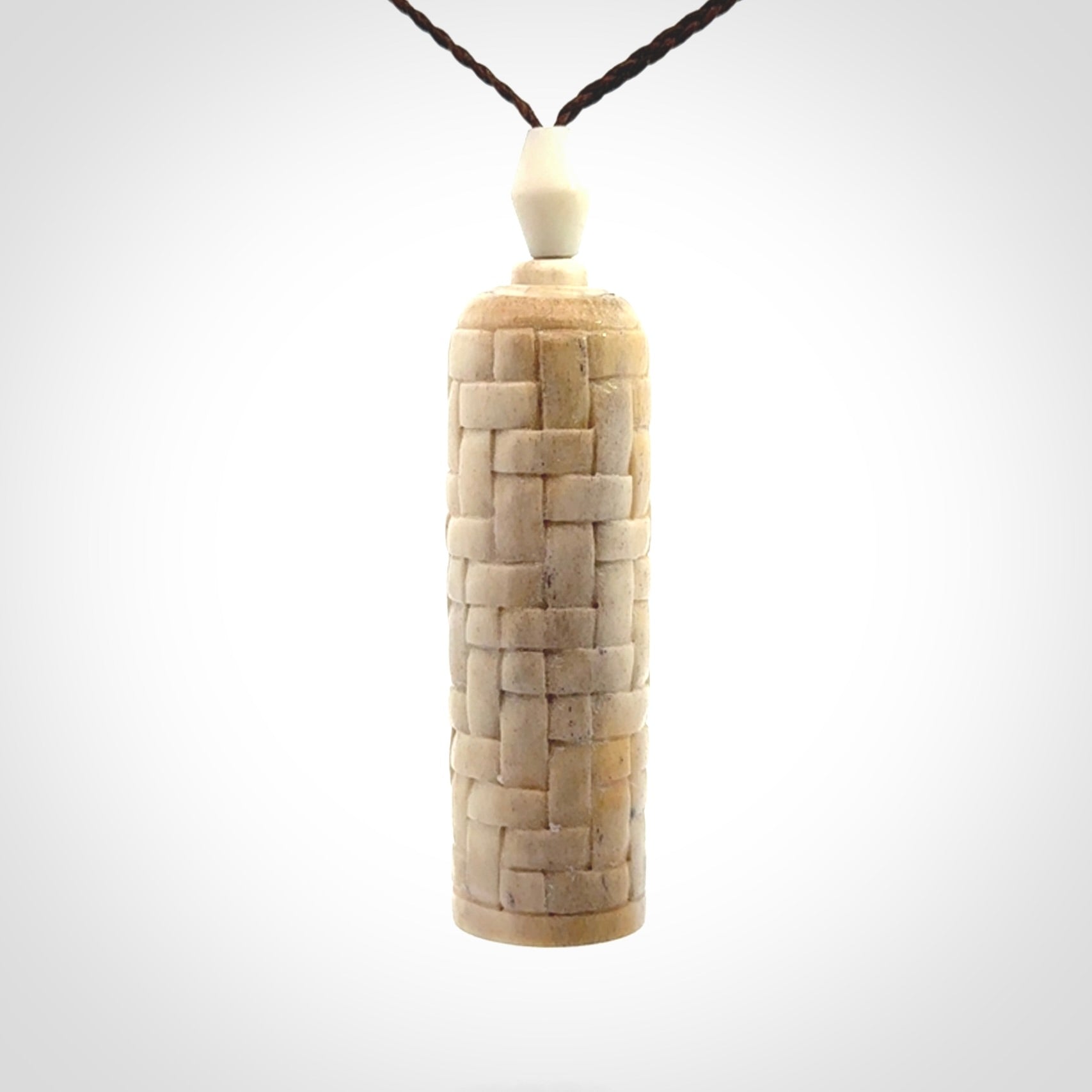 Hand carved deer antler pod pendant with brass container