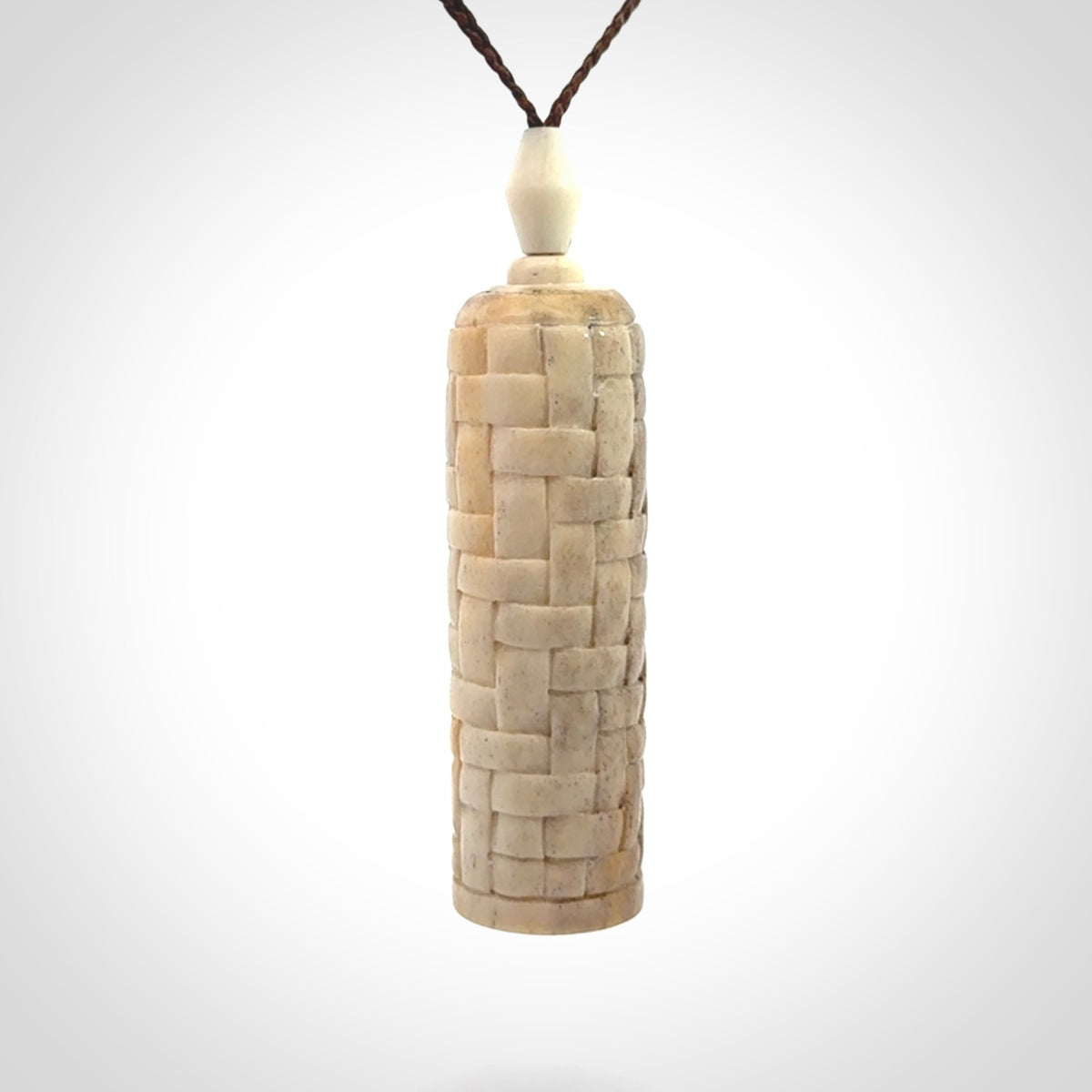 Hand carved deer antler pod pendant with brass container