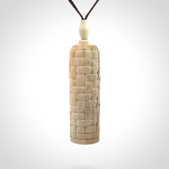 Hand carved deer antler pod pendant with brass container