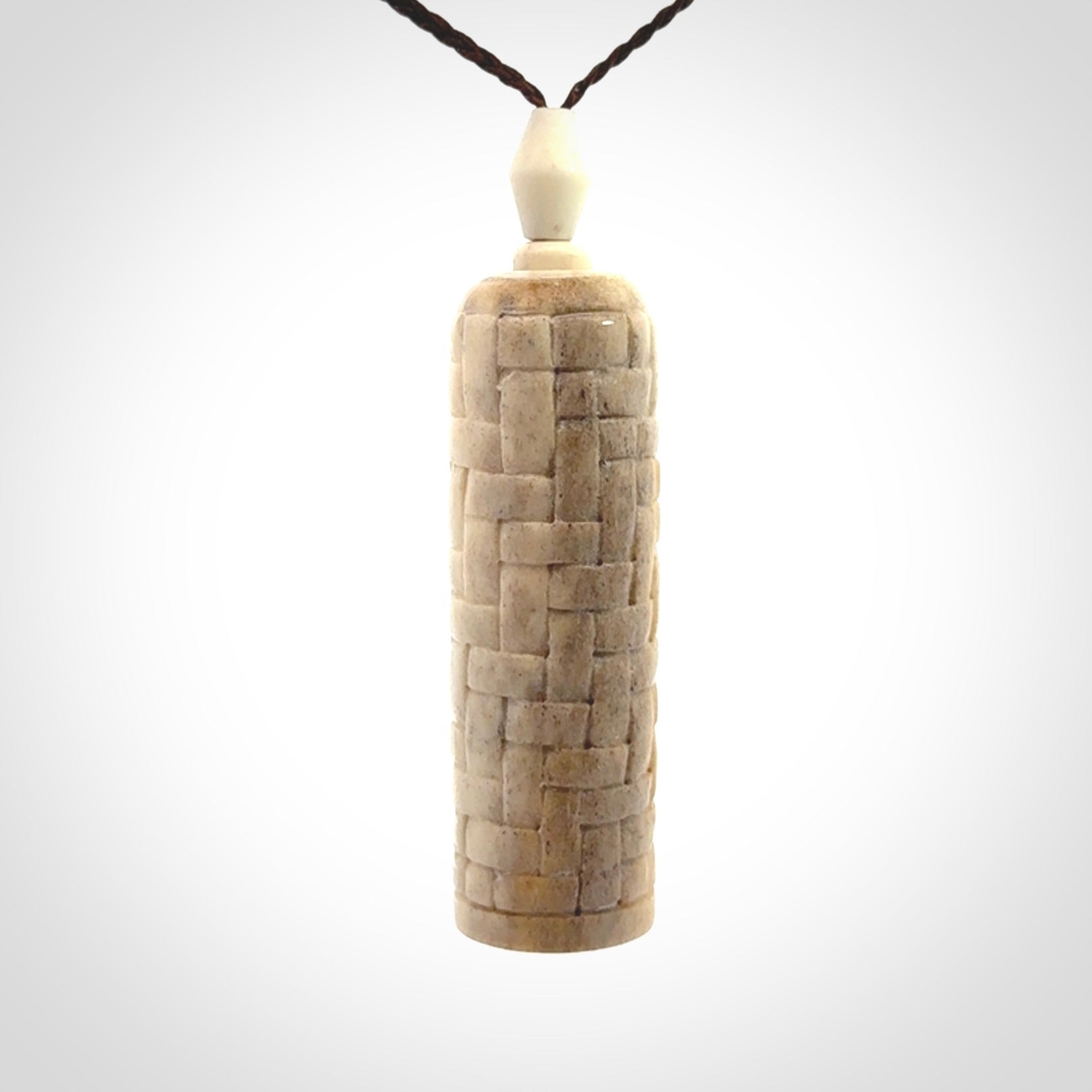 Hand carved deer antler pod pendant with brass container