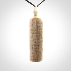 Hand carved deer antler pod pendant with brass container