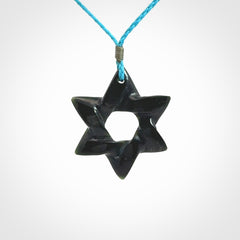 Hand carved New Zealand Tangiwai Magen David pendant