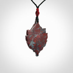 Hand carved jasper stone flower bud pendant