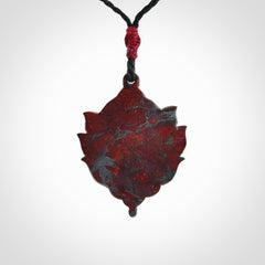 Hand carved jasper stone flower bud pendant