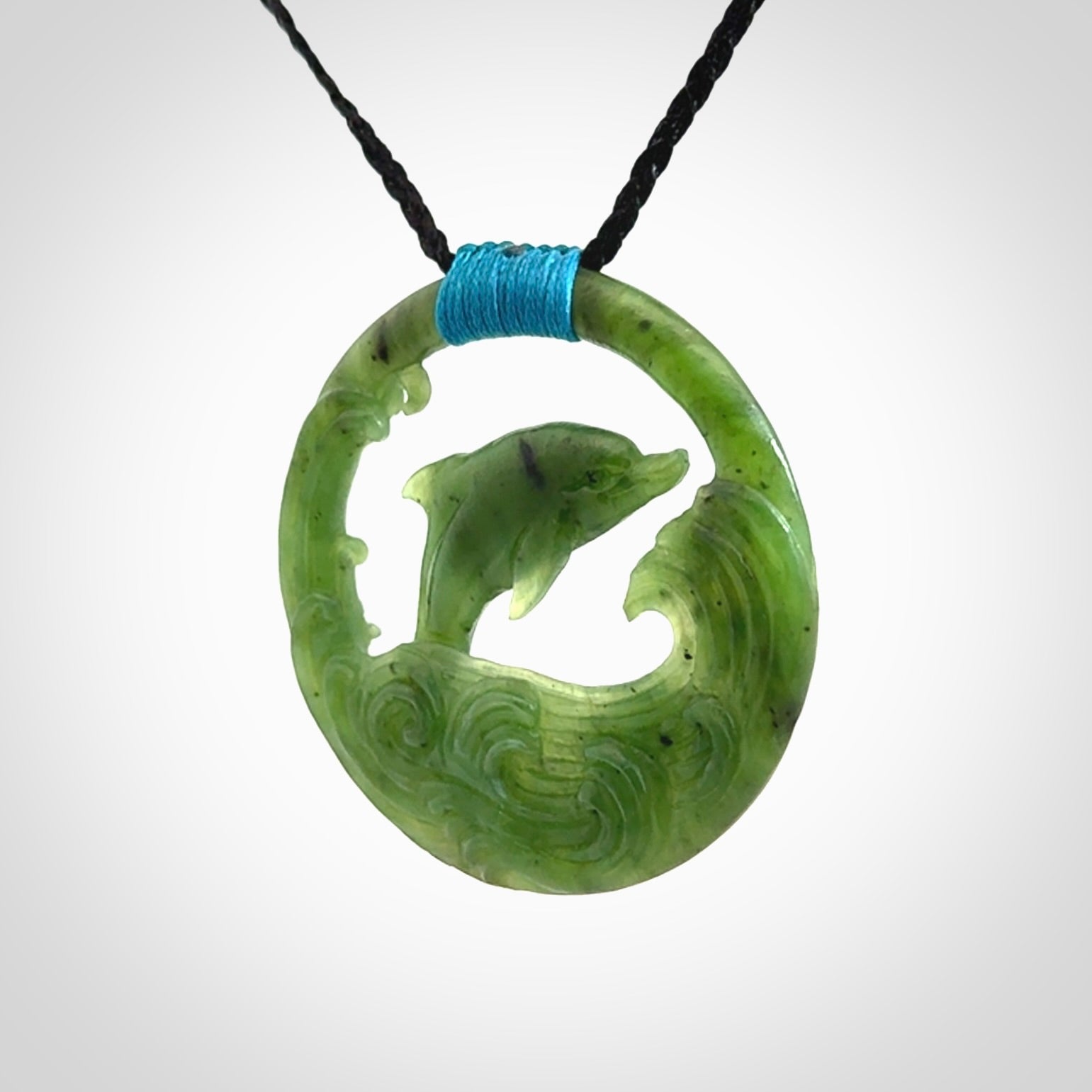 Hand carved Jade dolphin pendant