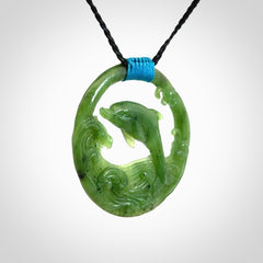 Hand carved Jade dolphin pendant