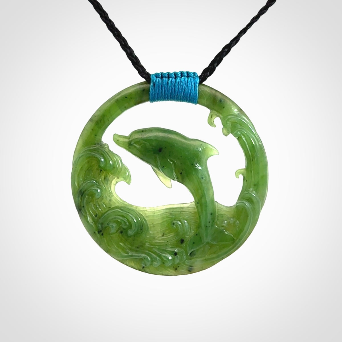 Hand carved Jade dolphin pendant