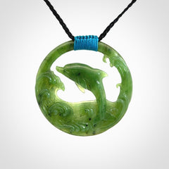 Hand carved Jade dolphin pendant