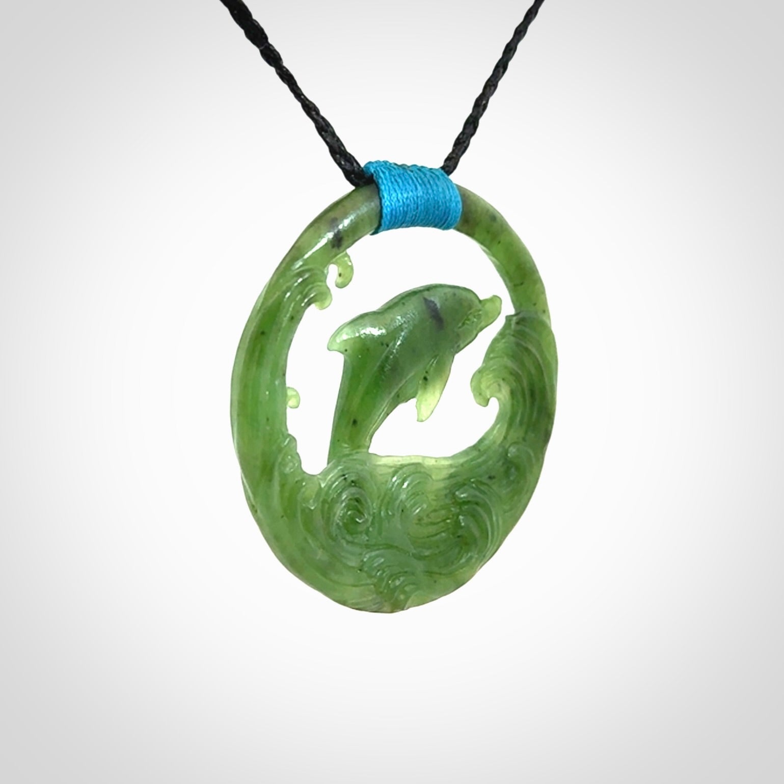 Hand carved Jade dolphin pendant
