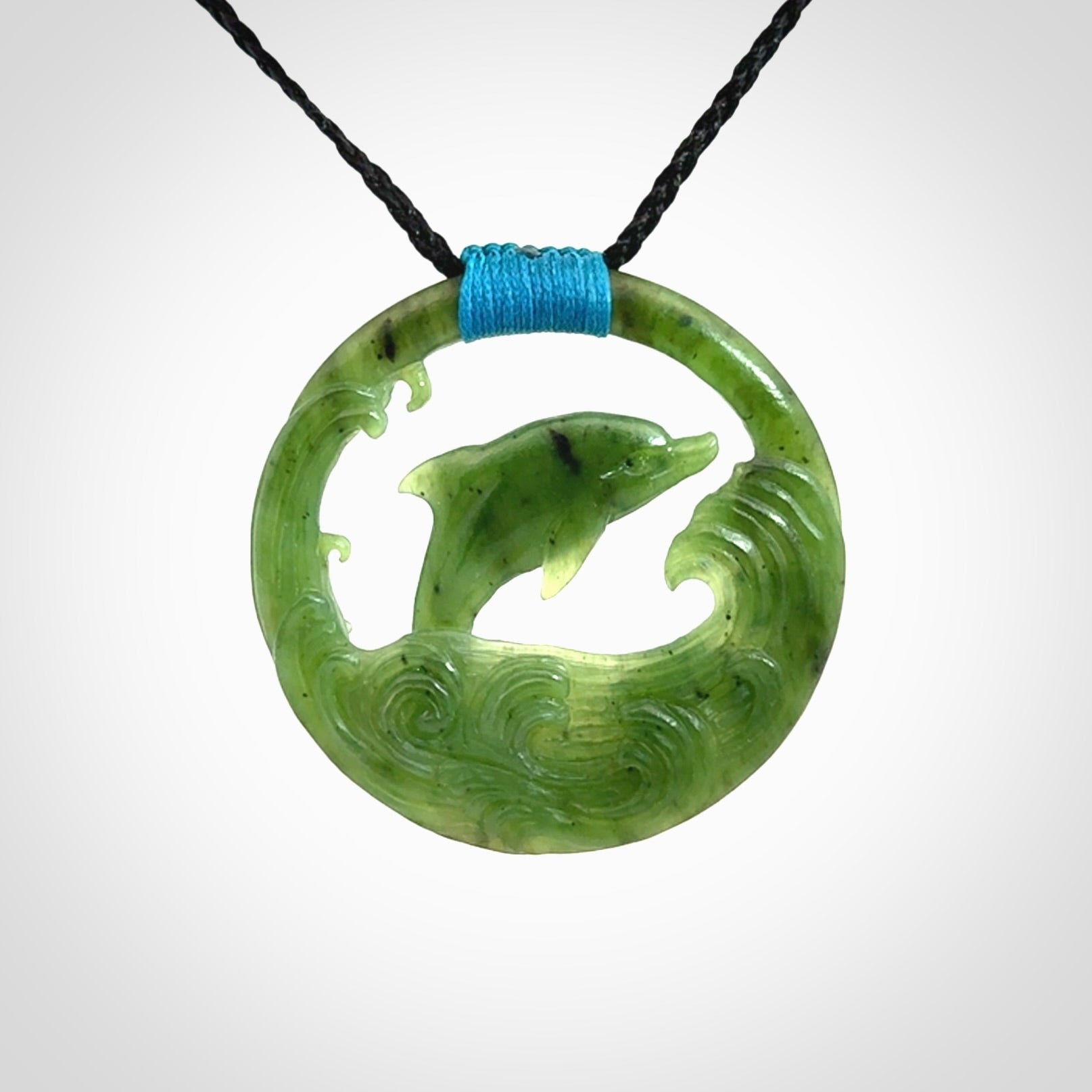 Hand carved Jade dolphin pendant