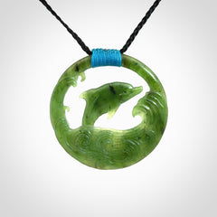 Hand carved Jade dolphin pendant