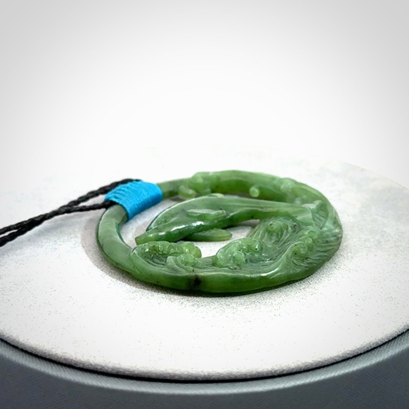 Hand carved Jade dolphin pendant