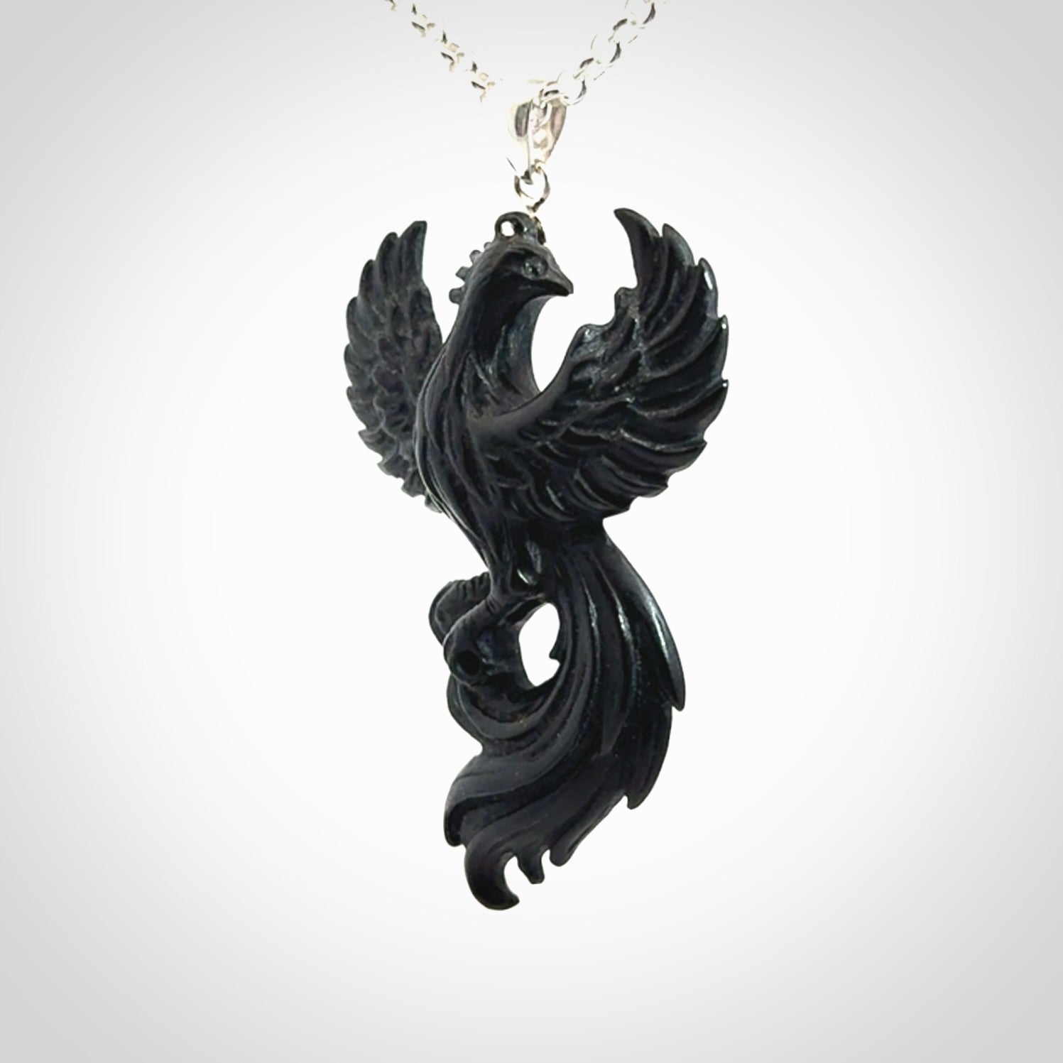 A Wonderful Black Jade Phoenix Pendant