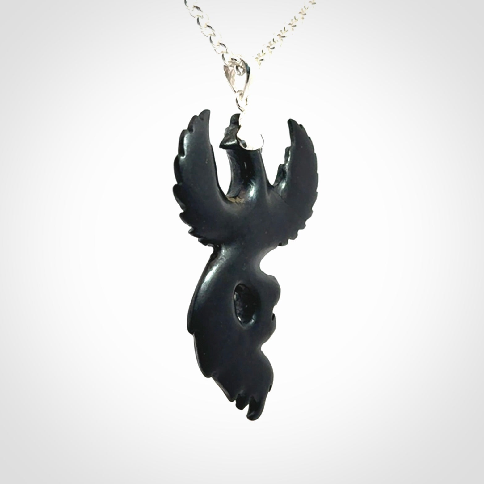 A Wonderful Black Jade Phoenix Pendant