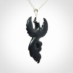 A Wonderful Black Jade Phoenix Pendant