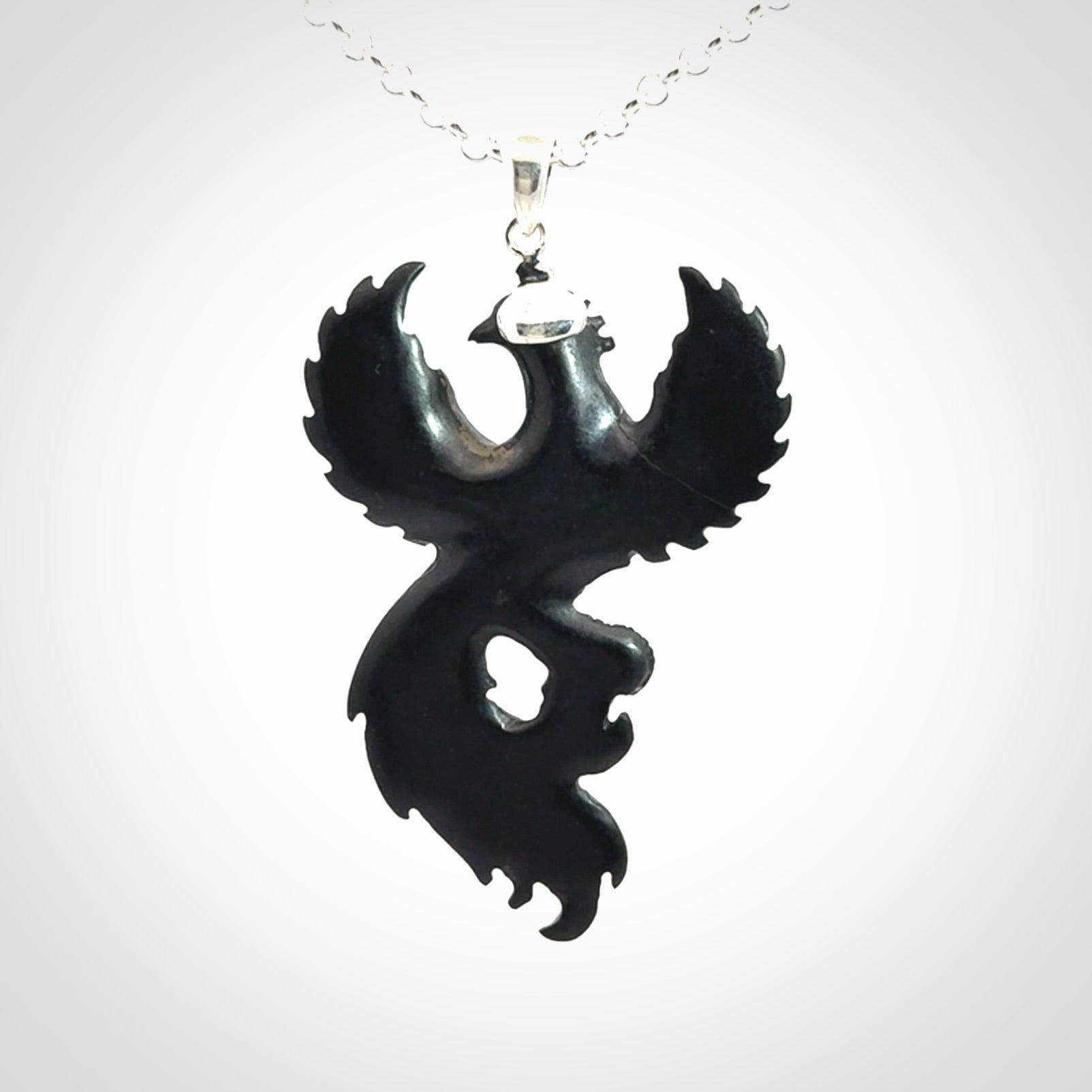 A Wonderful Black Jade Phoenix Pendant