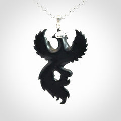 A Wonderful Black Jade Phoenix Pendant